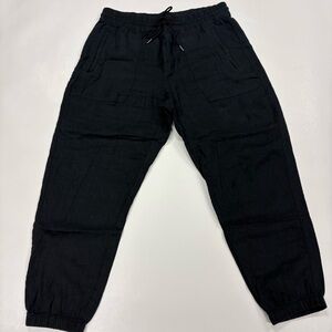Athleta Black  Linen Pants cinched ankle